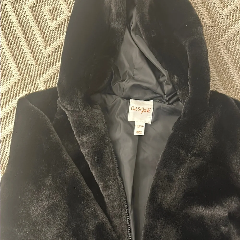 Cat & Jack Black Faux Fur Jacket